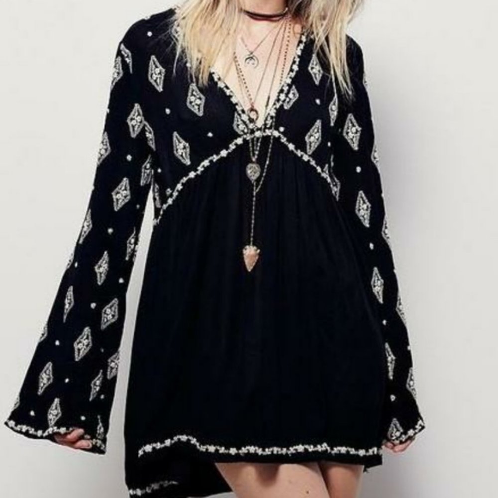 Free People Black Diamond Tunic Dress Small - Picture 8 of 8